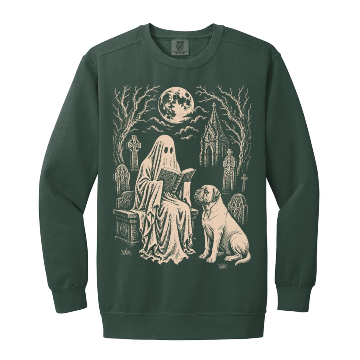 Mastiff Ghost Reading sweatshirt in Blue Spruce