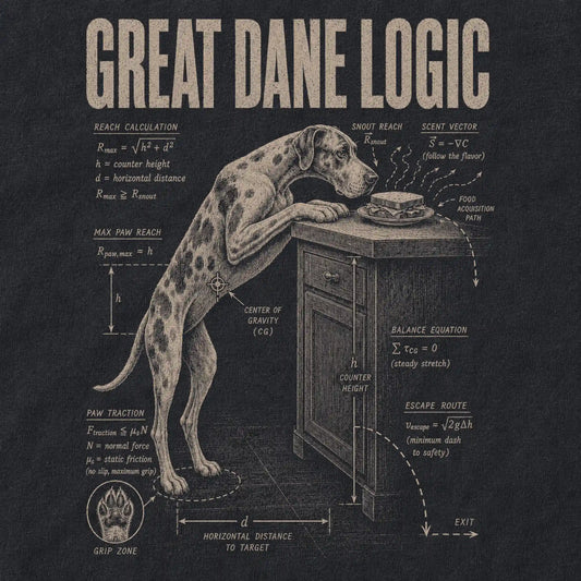 Black Great Dane Logic T-Shirt design detail