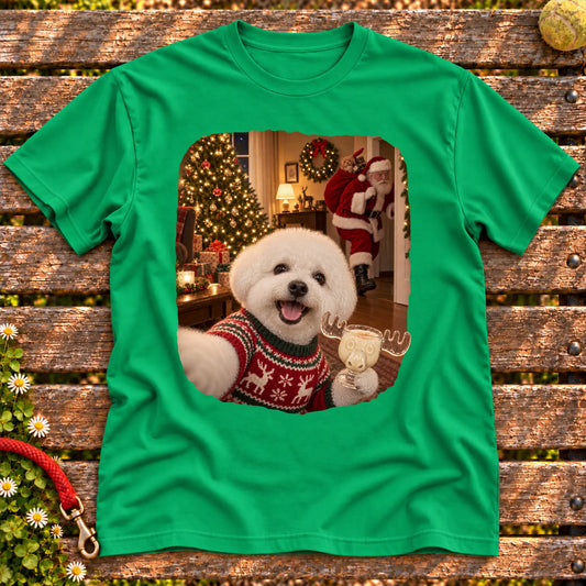 Bichon Frise Eggnog Selfie design on a Irish Green Gildan® T-shirt