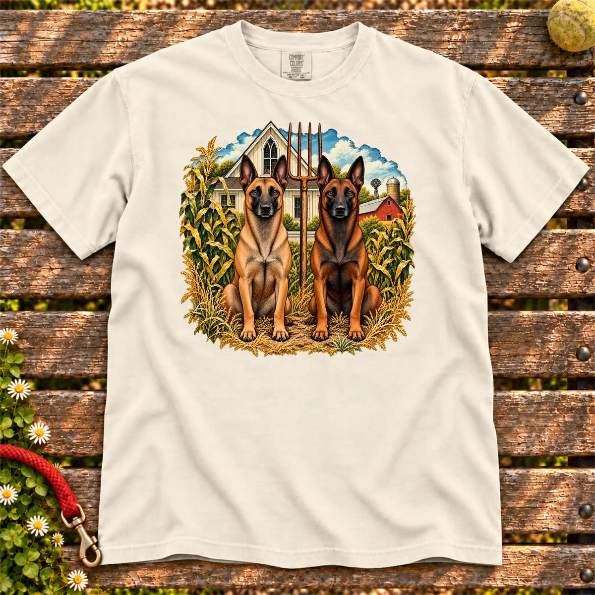American Dogthic Belgian Malinois farmhouse design on a Ivory Comfort Colors® T-shirt