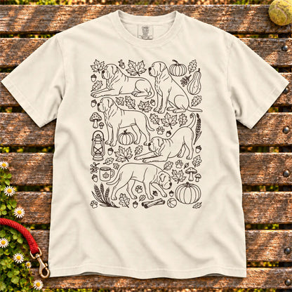 Autumn Mastiff design on a Ivory Comfort Colors T-shirt, shown flat