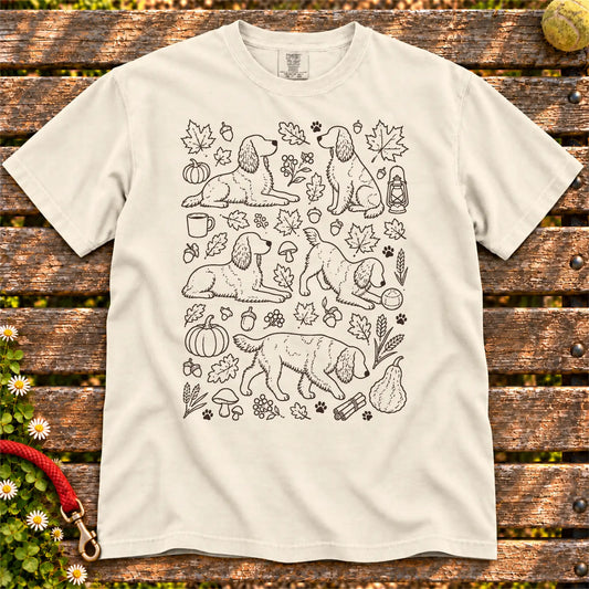 Autumn Springer Spaniel design on a Ivory Comfort Colors T-shirt, shown flat