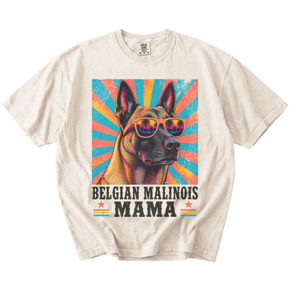 Retro Belgian Malinois Mama design on a Ivory Comfort Colors T-shirt