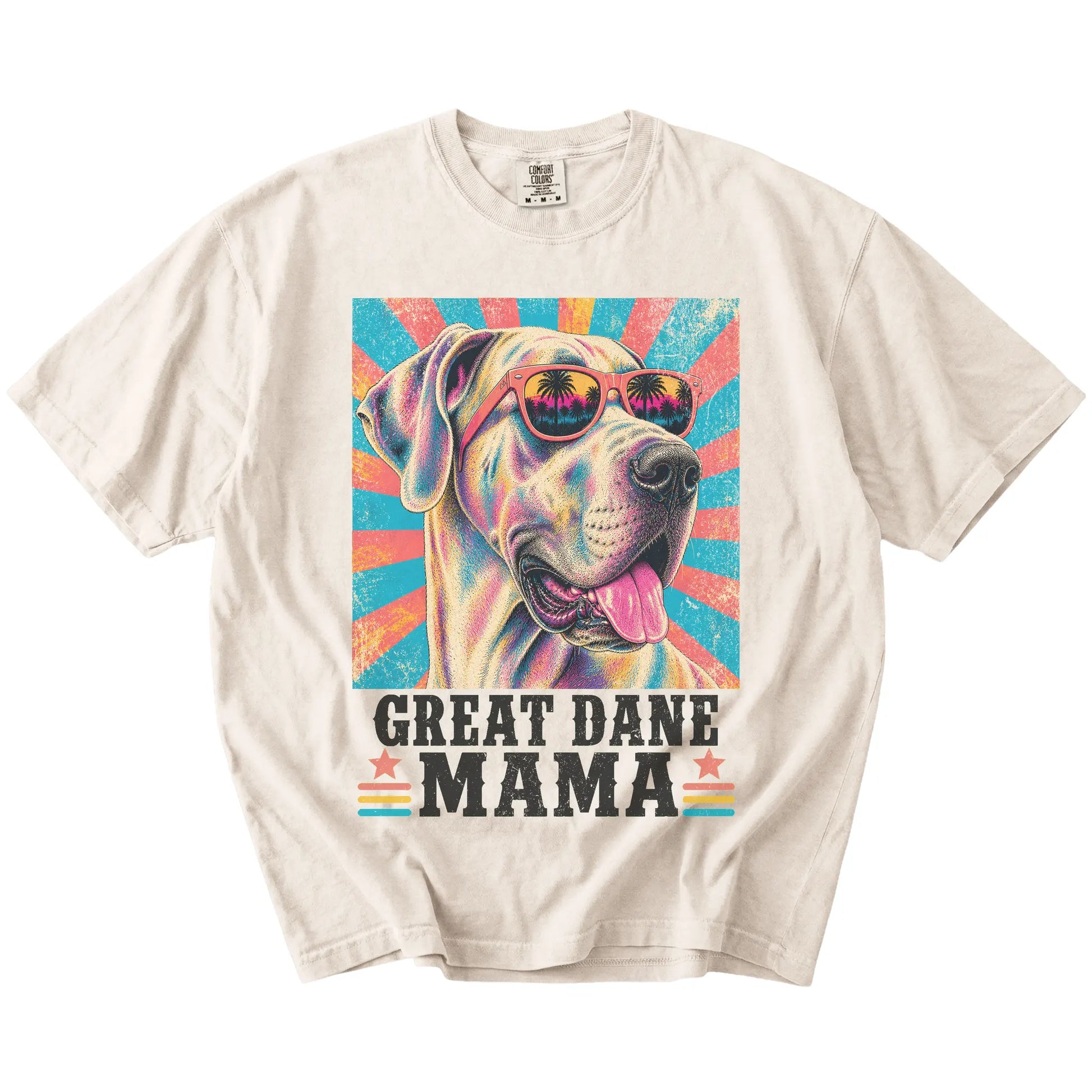 Retro Great Dane Mama design on a Ivory Comfort Colors T-shirt