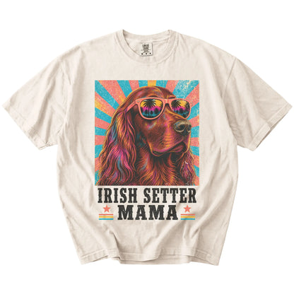 Retro Irish Setter Mama design on a Ivory Comfort Colors T-shirt