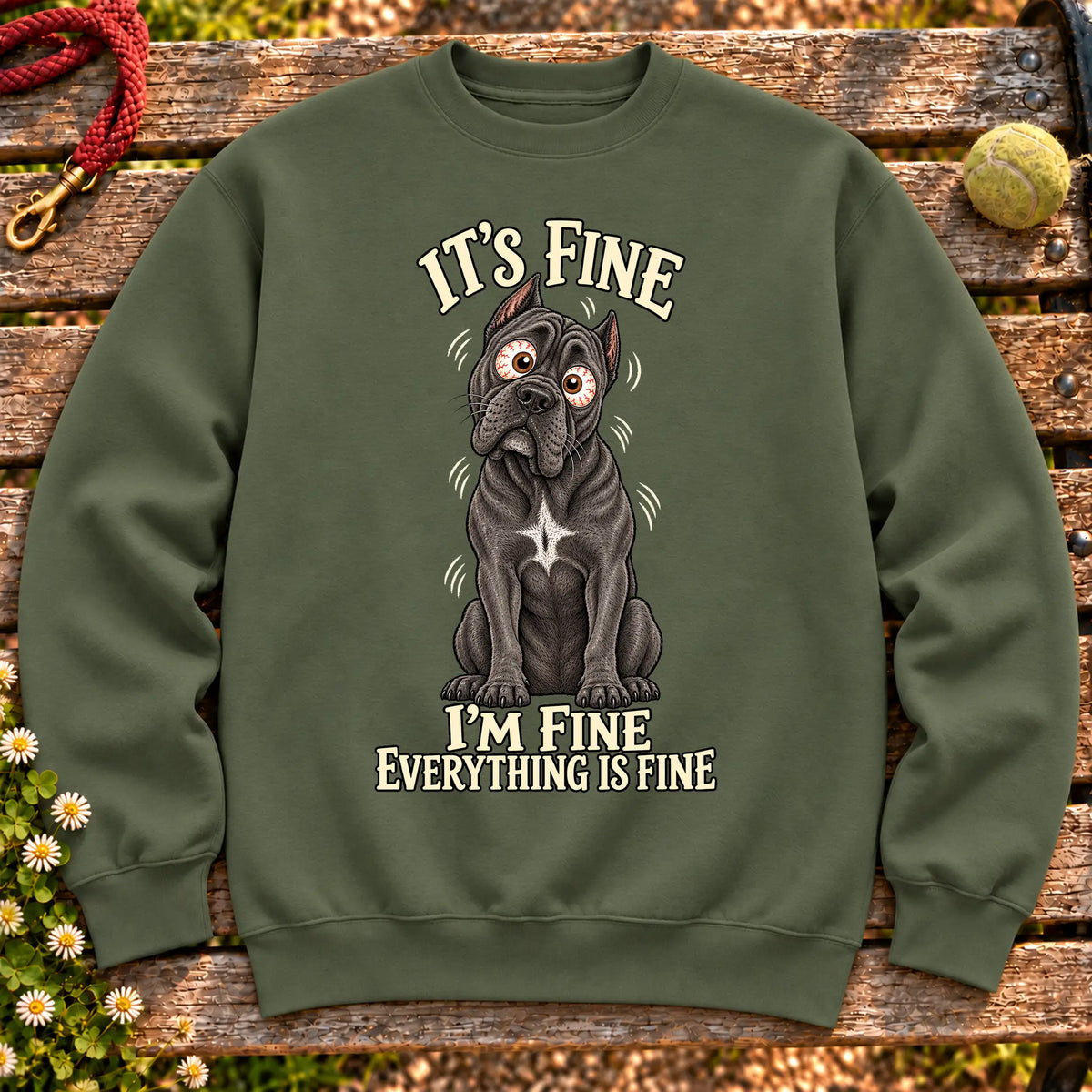 Cane Corso Everything Is Fine crewneck sweatshirt in Military Green