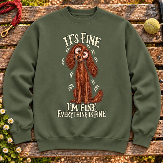 Irish Setter Everything Is Fine crewneck sweatshirt in Military Green