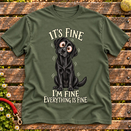 Labrador Retriever Everything Is Fine Softstyle T-shirt in Military Green