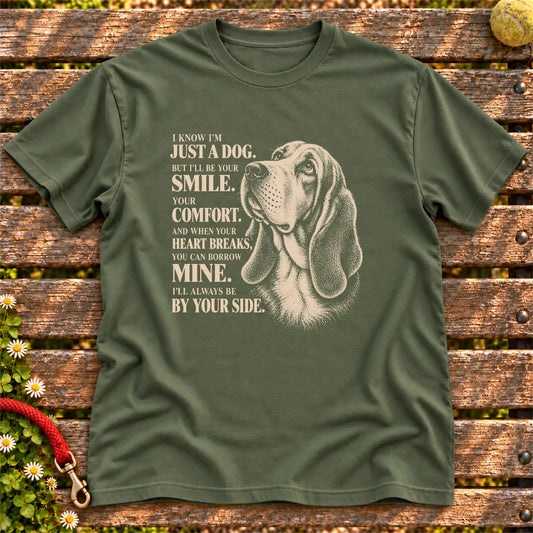 Military Green Gildan® Softstyle T-shirt featuring the Basset Hound By Your Side design.