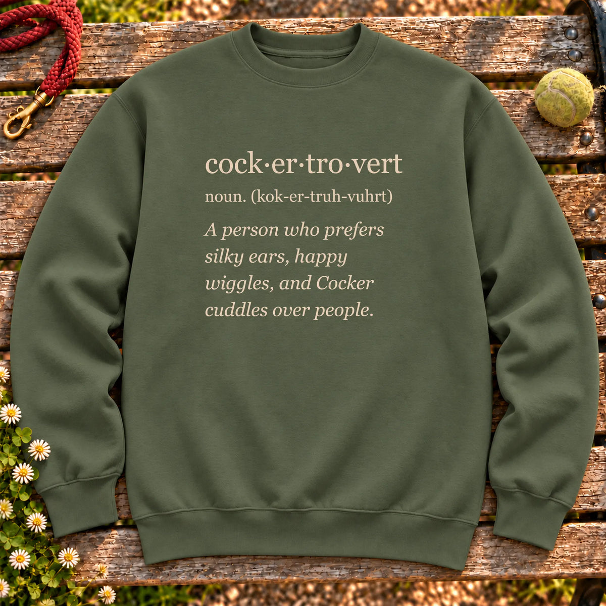 Military Green Cocker Spaniel Tro-Vert crewneck sweatshirt