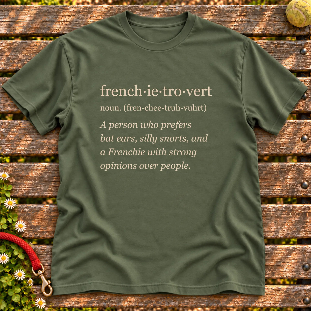 Military Green French Bulldog Tro-Vert Softstyle T-shirt