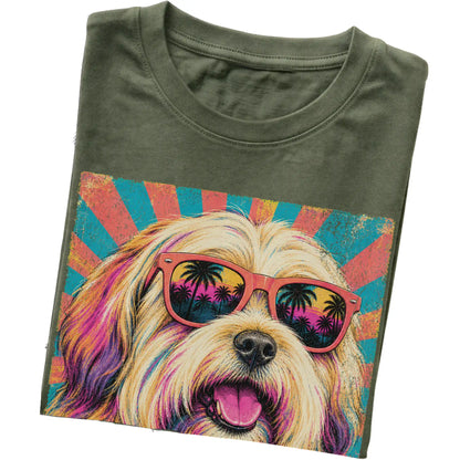 Folded Military Green softstyle T-shirt with a Retro Havanese Mama design
