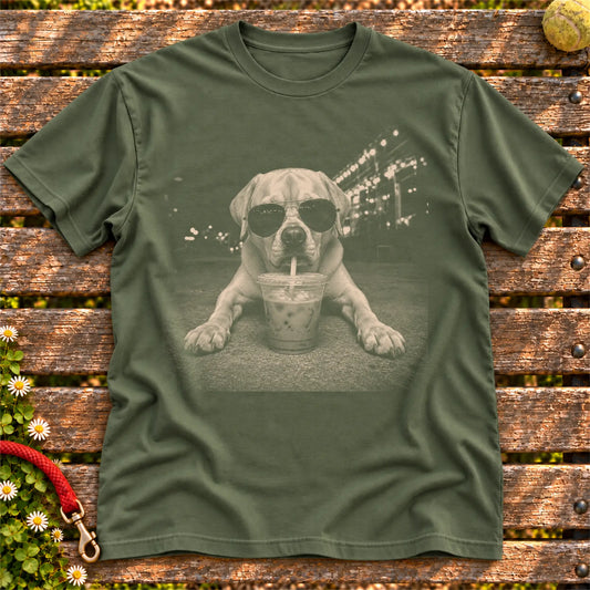 Labrador Retriever Iced Coffee Softstyle T-shirt in Military Green