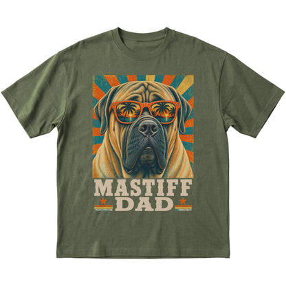 Retro Mastiff Dad design on a Military Green softstyle T-shirt