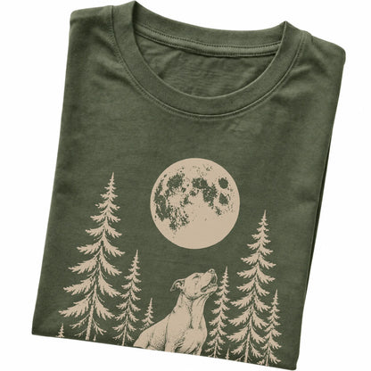 Pitbull Howling at the Moon softstyle T-shirt in Military Green