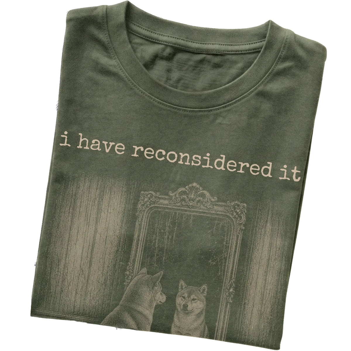 Military Green Shiba Inu The Answer Is Still No T-shirt, folded view