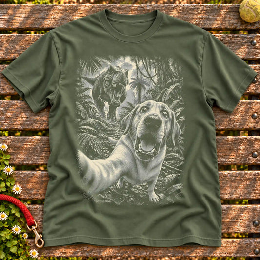 Labrador Retriever T-Rex Selfie Softstyle T-shirt in Military Green