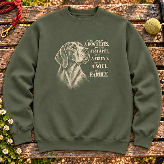 Military Green Gildan® crewneck sweatshirt featuring the Pointer More Than a Pet design.