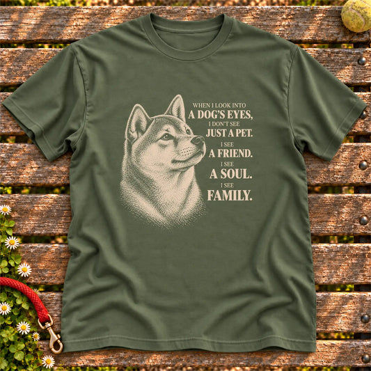 Military Green Gildan® Softstyle T-shirt featuring the Shiba Inu More Than a Pet design.
