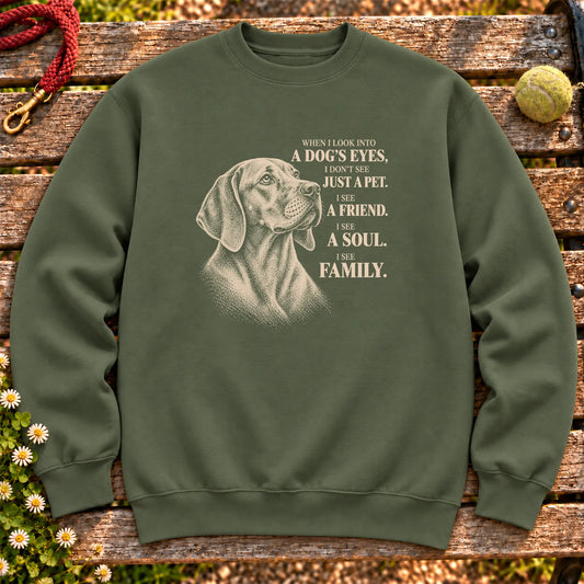 Military Green Gildan® crewneck sweatshirt featuring the Vizsla More Than a Pet design.