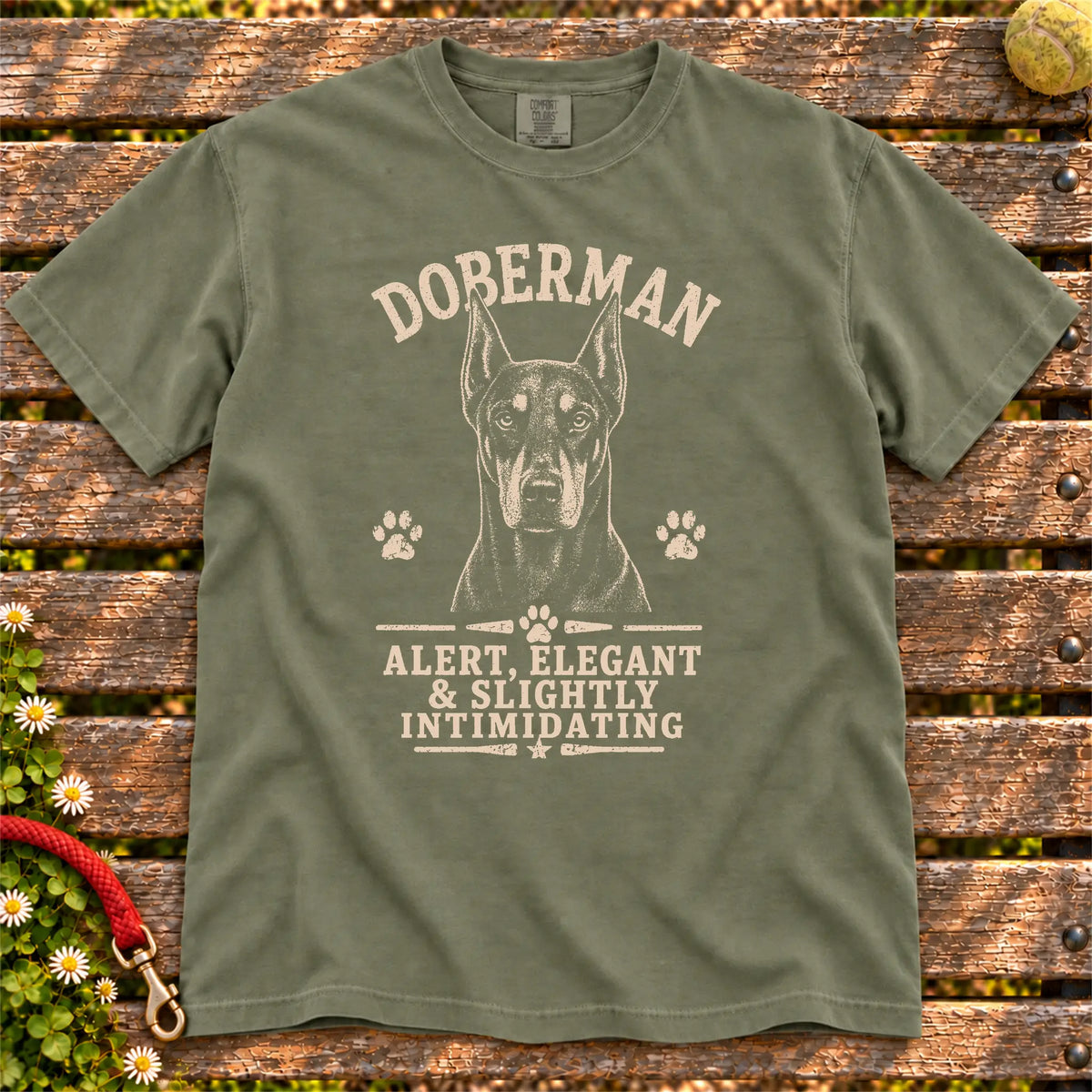 Elegant Doberman T-Shirt in Moss