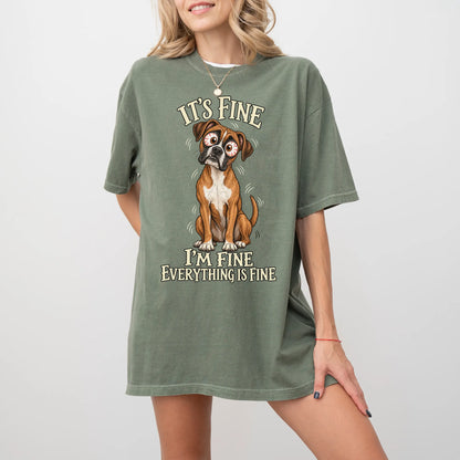 Boxer Everything Is Fine Comfort Colors T-shirt in Moss lifestyle