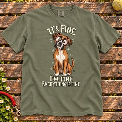 Boxer Everything Is Fine Comfort Colors T-shirt in Moss flat lay