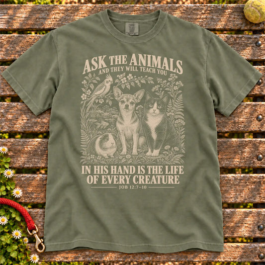 Moss Ask the Animals scripture Comfort Colors T-shirt