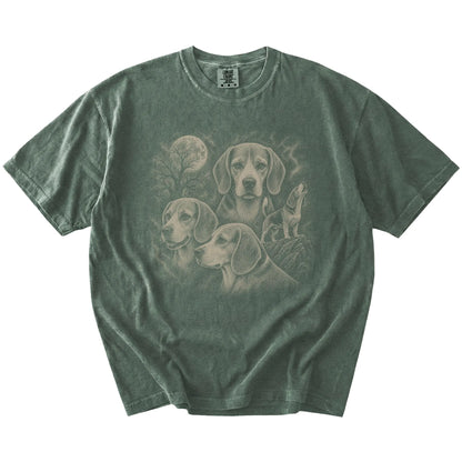 Vintage moon montage featuring Beagle on a Moss Comfort Colors® T-shirt