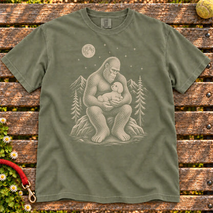 Bichon Frise Bigfoot Holding on a Moss T-shirt, shown flat