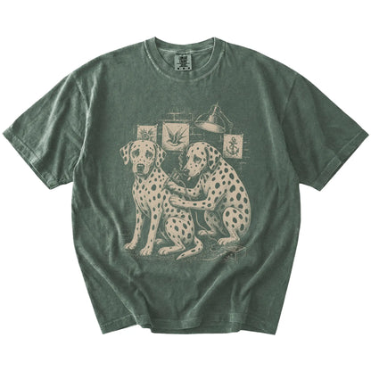 Moss Dalmatian Tattoo t-shirt laid flat