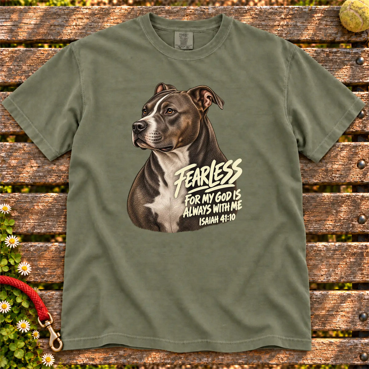 Moss Fearless Pitbull T-shirt with Isaiah 41:10