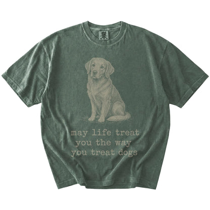 Moss Golden Retriever Karma T-Shirt laid flat