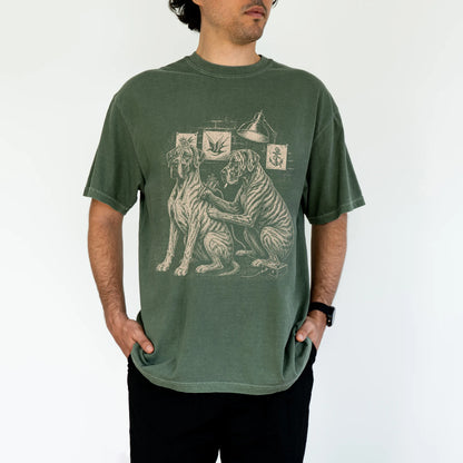 Person wearing a Moss Great Dane Tattoo t-shirt