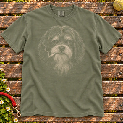 Havanese smoking design on a Moss t-shirt