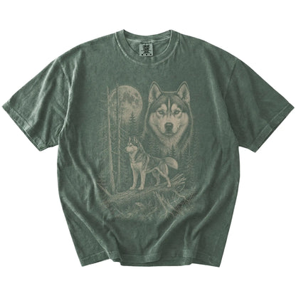 Moss Husky Moonlit Forest T-Shirt laid flat