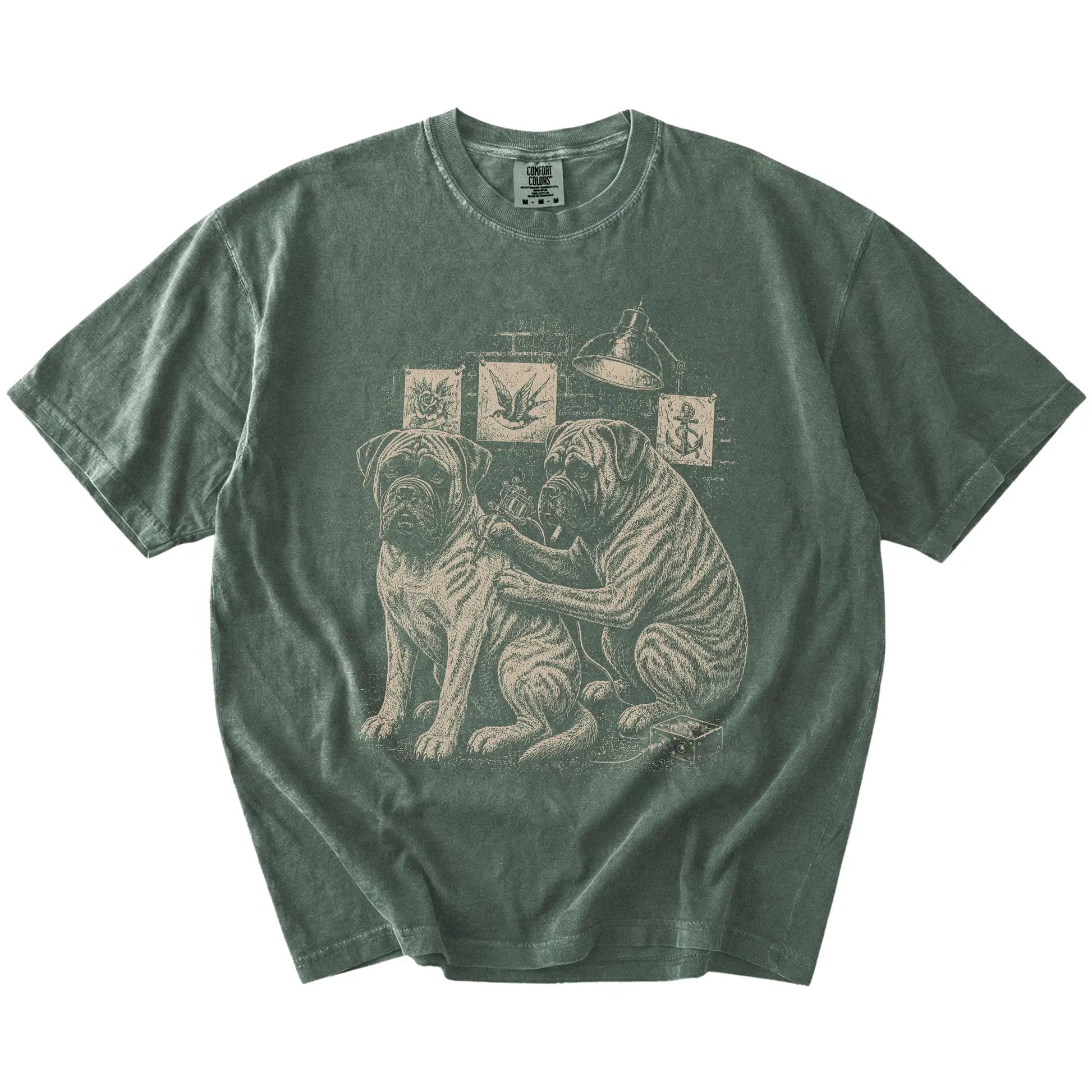 Moss Mastiff Tattoo t-shirt laid flat