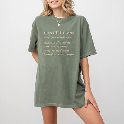 Woman wearing a Moss Mastiff Tro-Vert Comfort Colors T-shirt