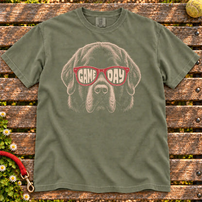 Newfie Game Day design on a Moss Comfort Colors T-shirt, shown flat