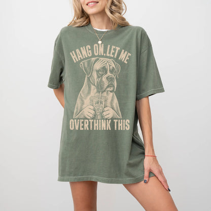 Woman wearing a Moss Overthinking Boxer T-Shirt