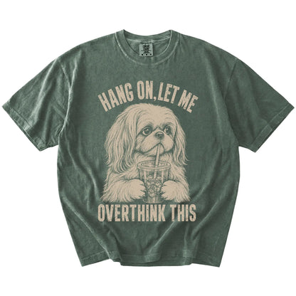 Moss Overthinking Shih Tzu T-Shirt laid flat