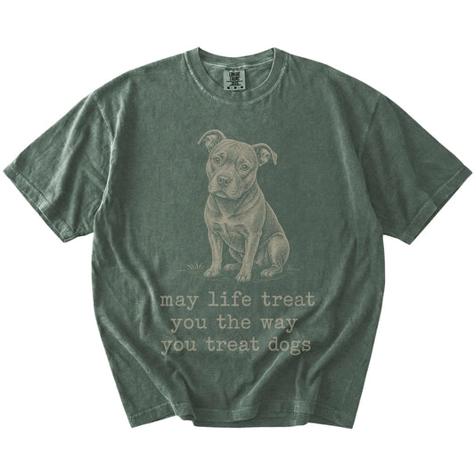 Moss Pitbull Karma T-Shirt laid flat