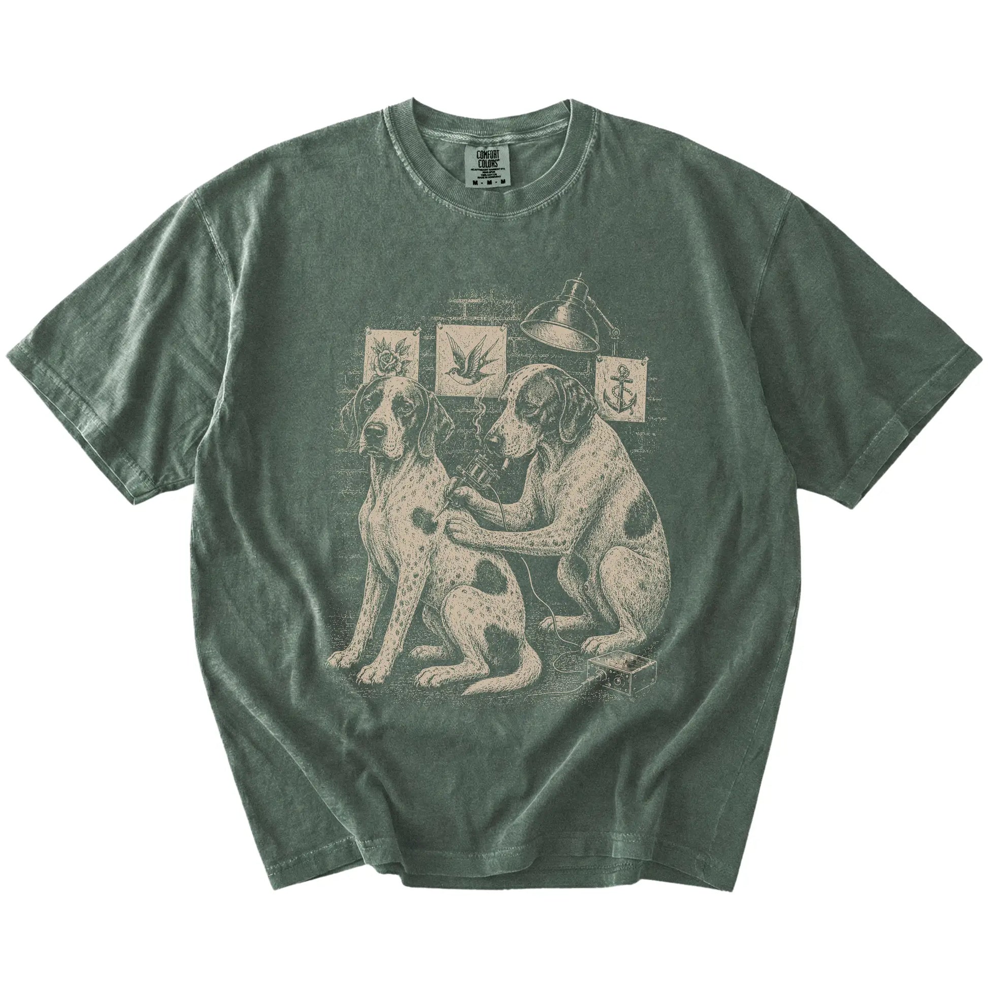 Moss Pointer Tattoo t-shirt laid flat