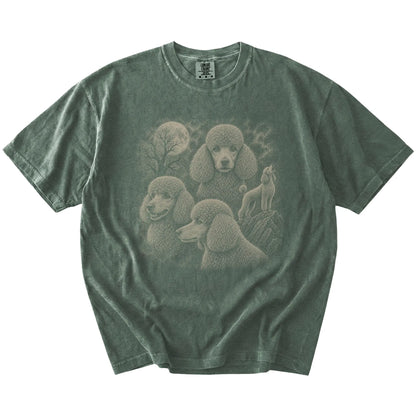 Vintage moon montage featuring Poodle on a Moss Comfort Colors® T-shirt