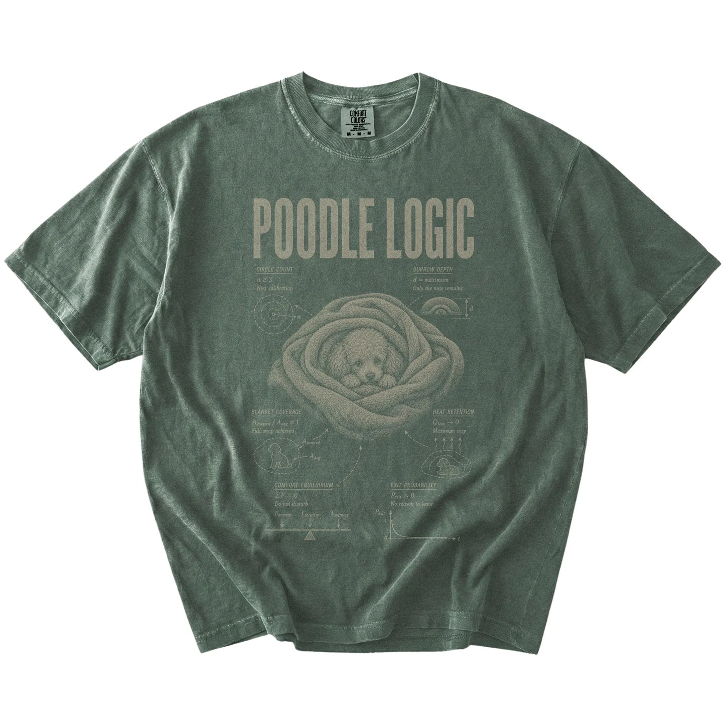 Moss Poodle Logic T-Shirt laid flat