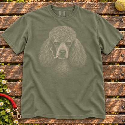 Poodle smoking design on a Moss t-shirt