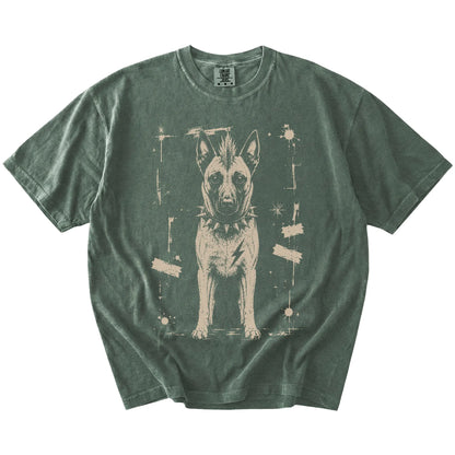 Moss Punk Rock Belgian Malinois T-Shirt laid flat