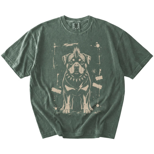 Moss Punk Rock Rottweiler T-Shirt laid flat