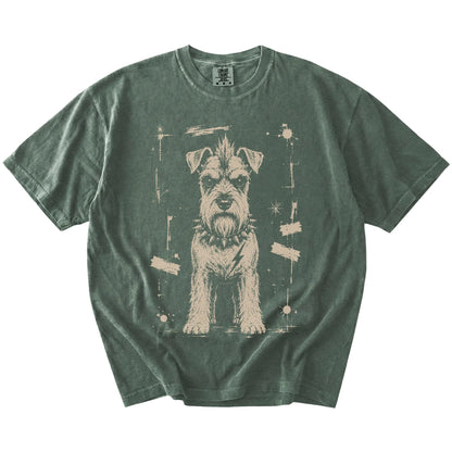 Moss Punk Rock Schnauzer T-Shirt laid flat