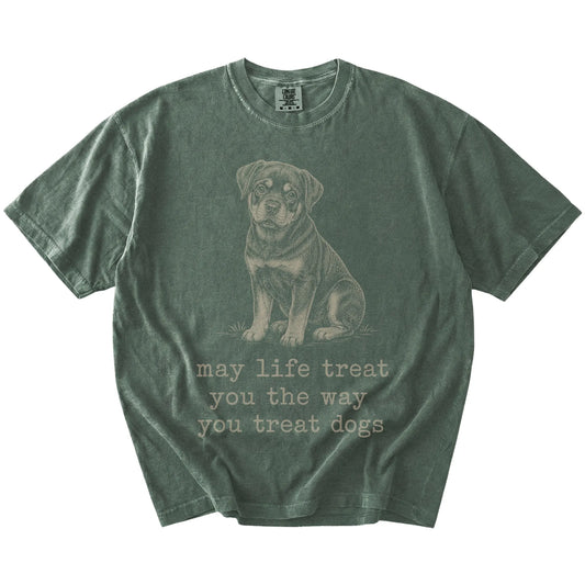 Moss Rottweiler Karma T-Shirt laid flat